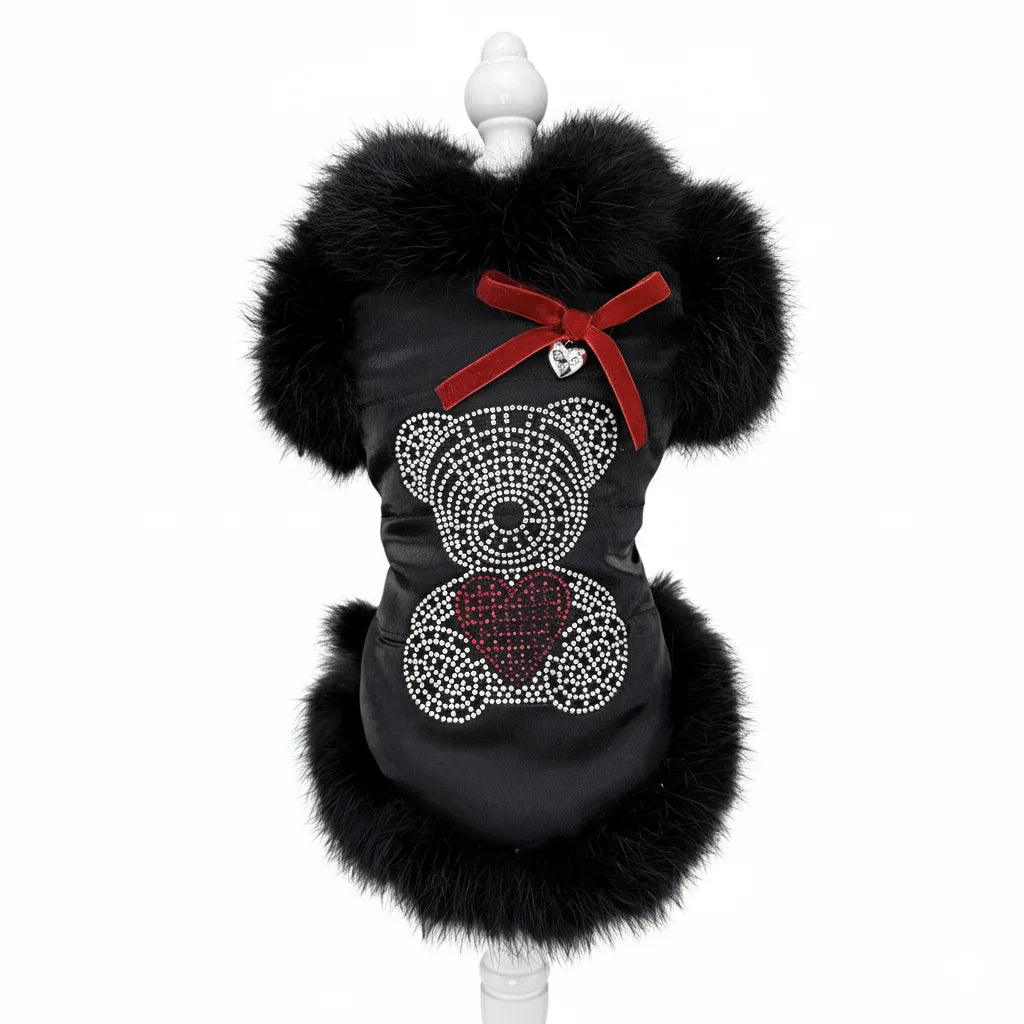 Glam Bear & Velvet Bow Winter Coat