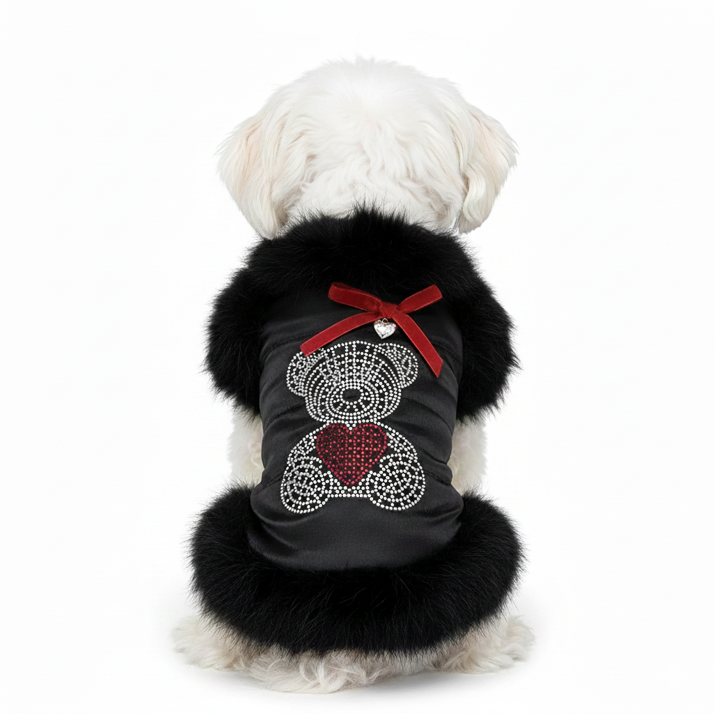 Glam Bear & Velvet Bow Winter Coat