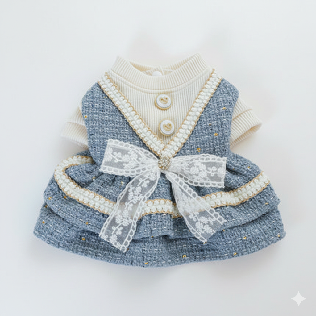 Diamond Ruffle & Silk Bow Pet Dress