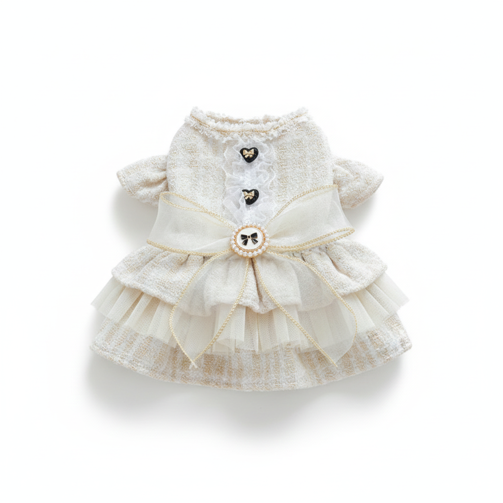 Diamond Ruffle & Silk Bow Pet Dress