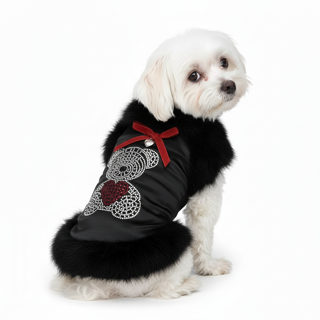 Glam Bear & Velvet Bow Winter Coat