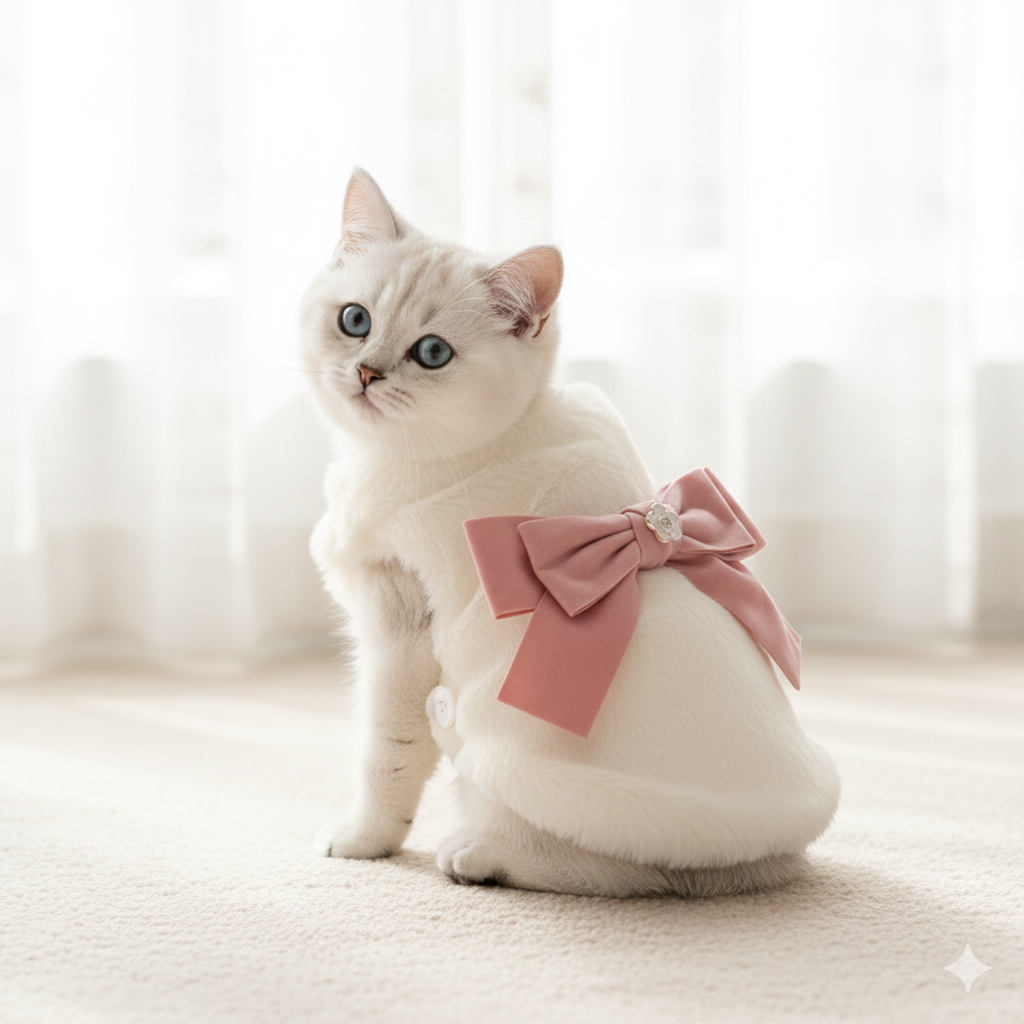 Elegant Pet Princess Winter Fur Overcoat