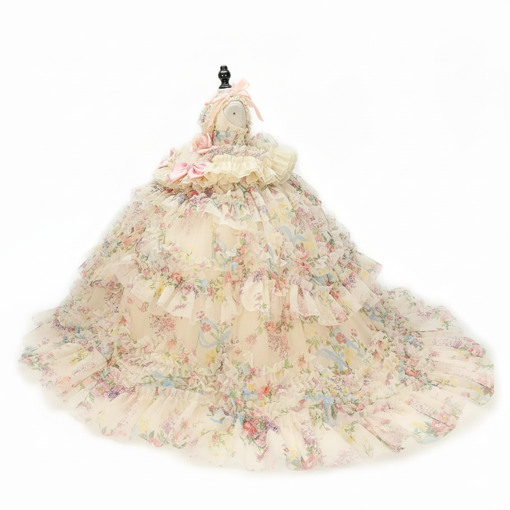 Handmade Ruffle Gown (Detachable Tail)