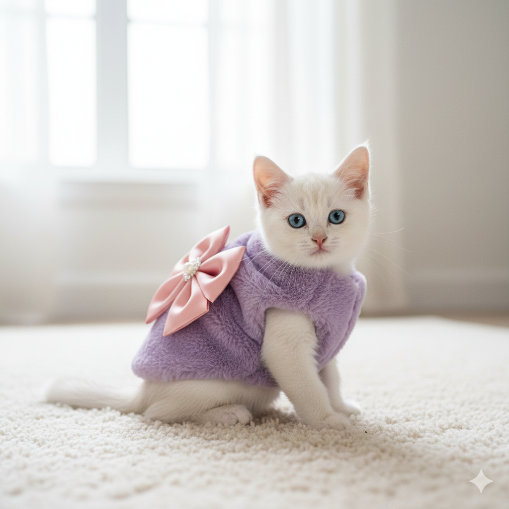 Elegant Pet Princess Winter Fur Overcoat