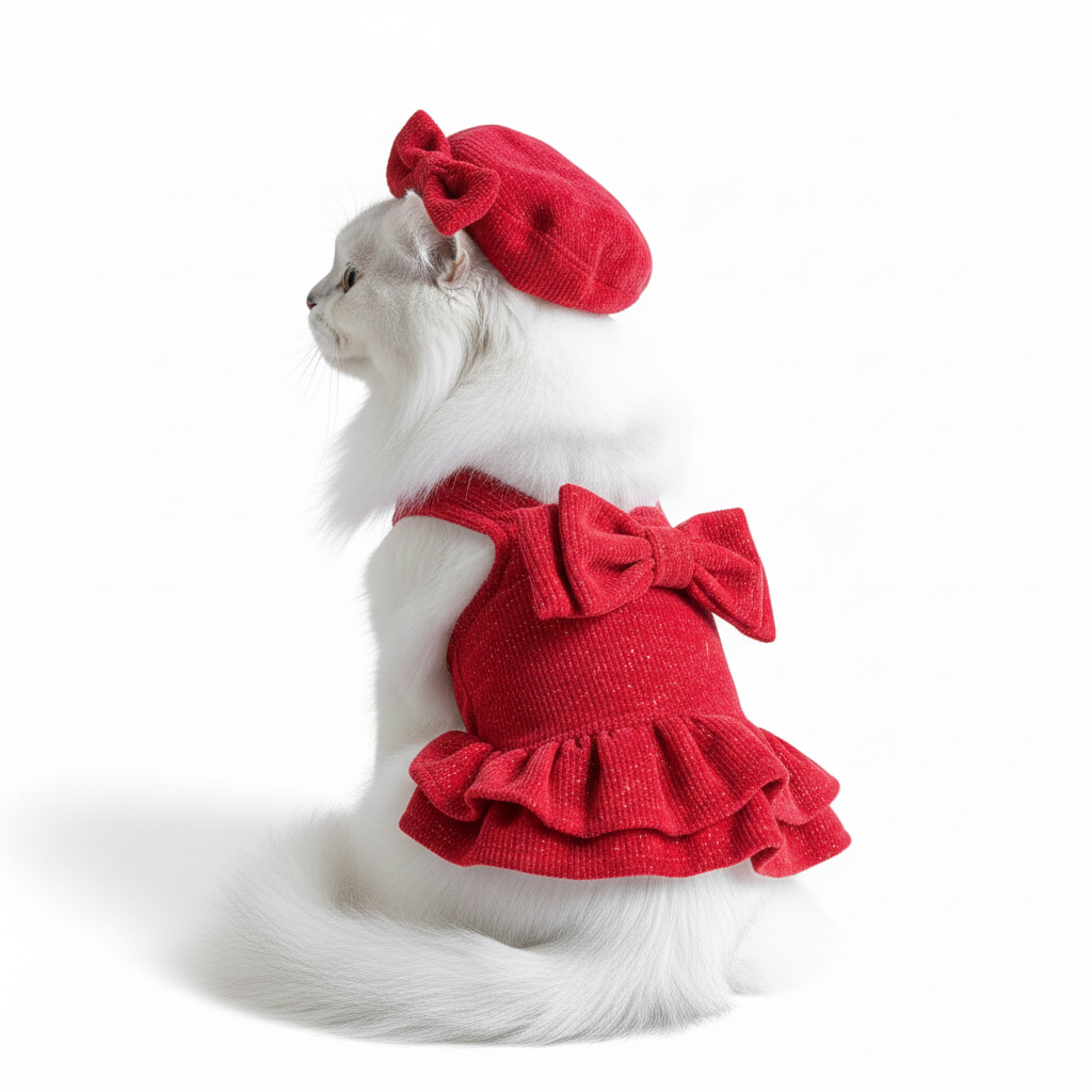 Red Bow Party Dress & Hat Combo