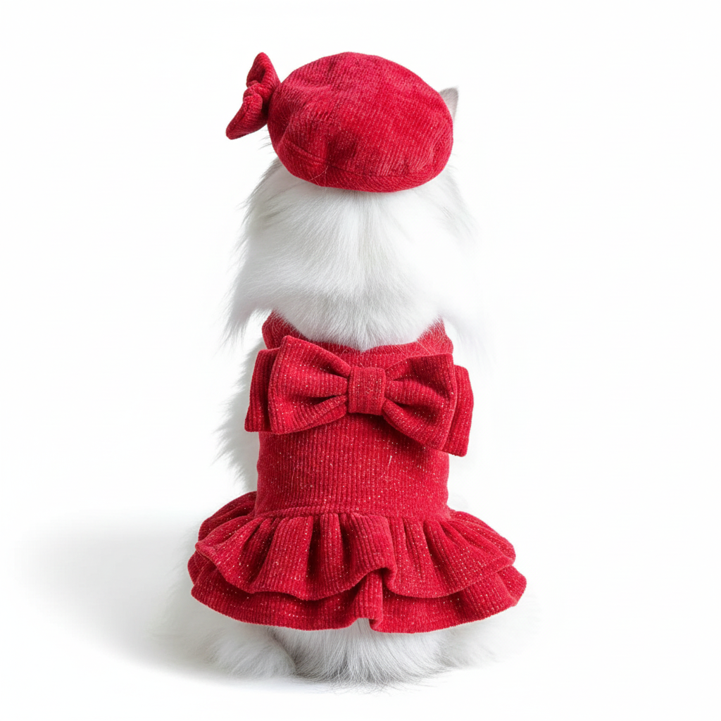Red Bow Party Dress & Hat Combo