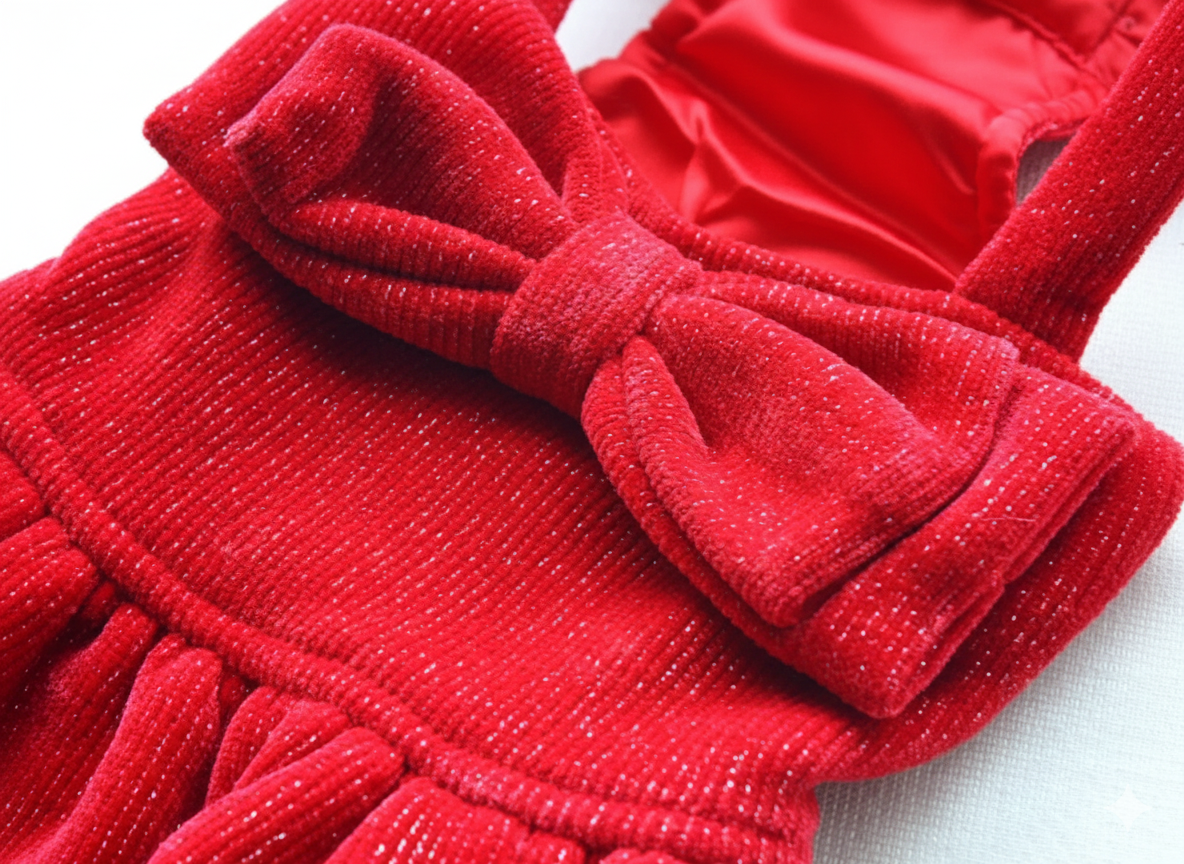 Red Bow Party Dress & Hat Combo