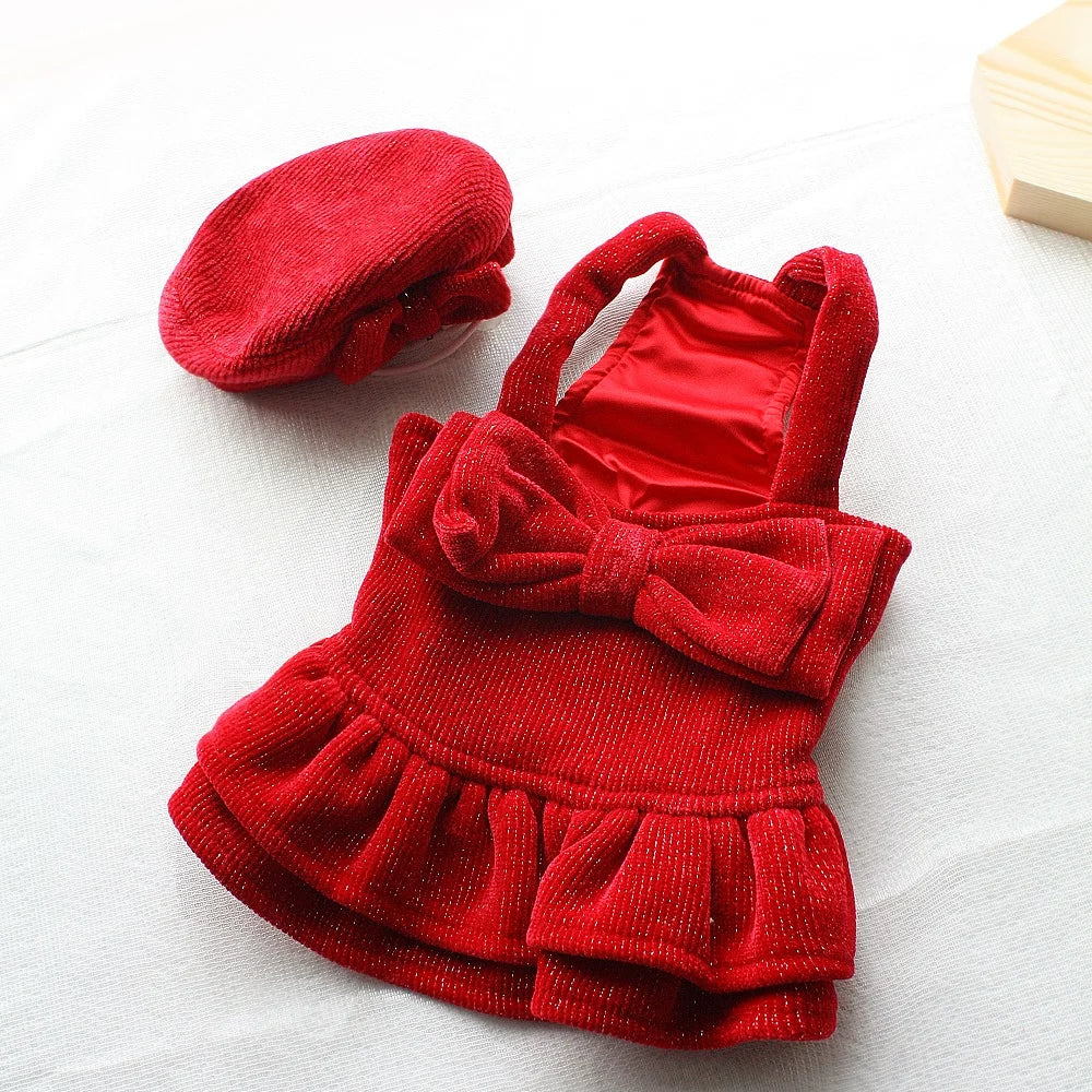 Red Bow Party Dress & Hat Combo
